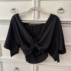 Zara Satin Short Sleeve Blouse